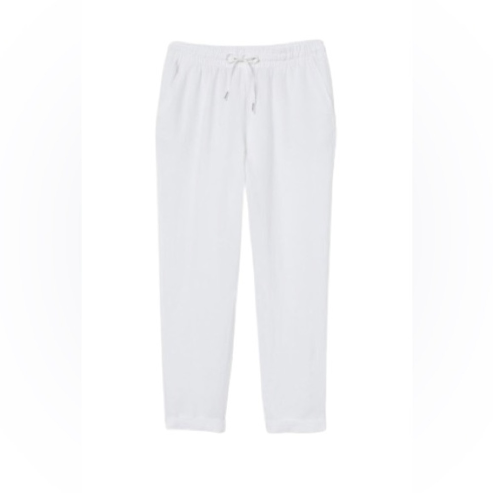 H&M Linen Joggers in White Jogger Pants 6 NWOT